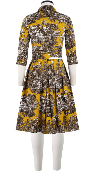 Audrey Dress #1 Shirt Collar 3/4 Sleeve Cotton Stretch (Arabian Night Toile Multi)
