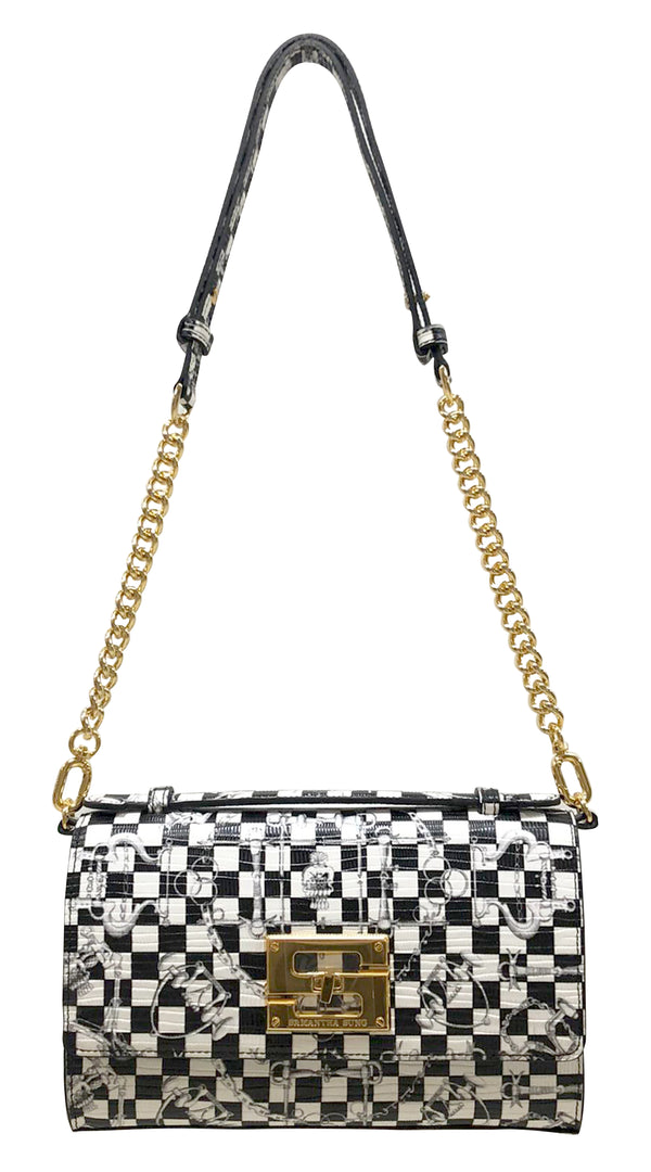 Aria Shoulder Cross Bag_LV Checkers_White Black