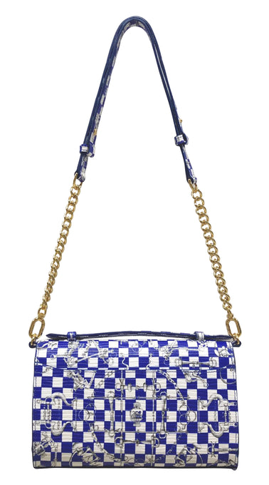 Aria Shoulder Cross Bag_LV Checkers_White Cobalt Blue