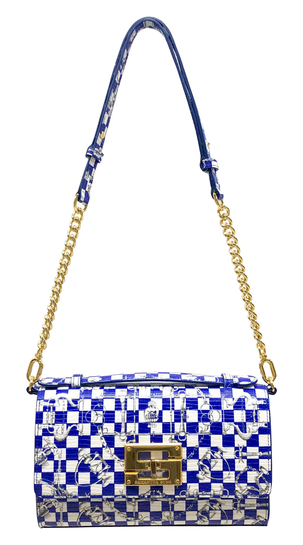Aria Shoulder Cross Bag_LV Checkers_White Cobalt Blue