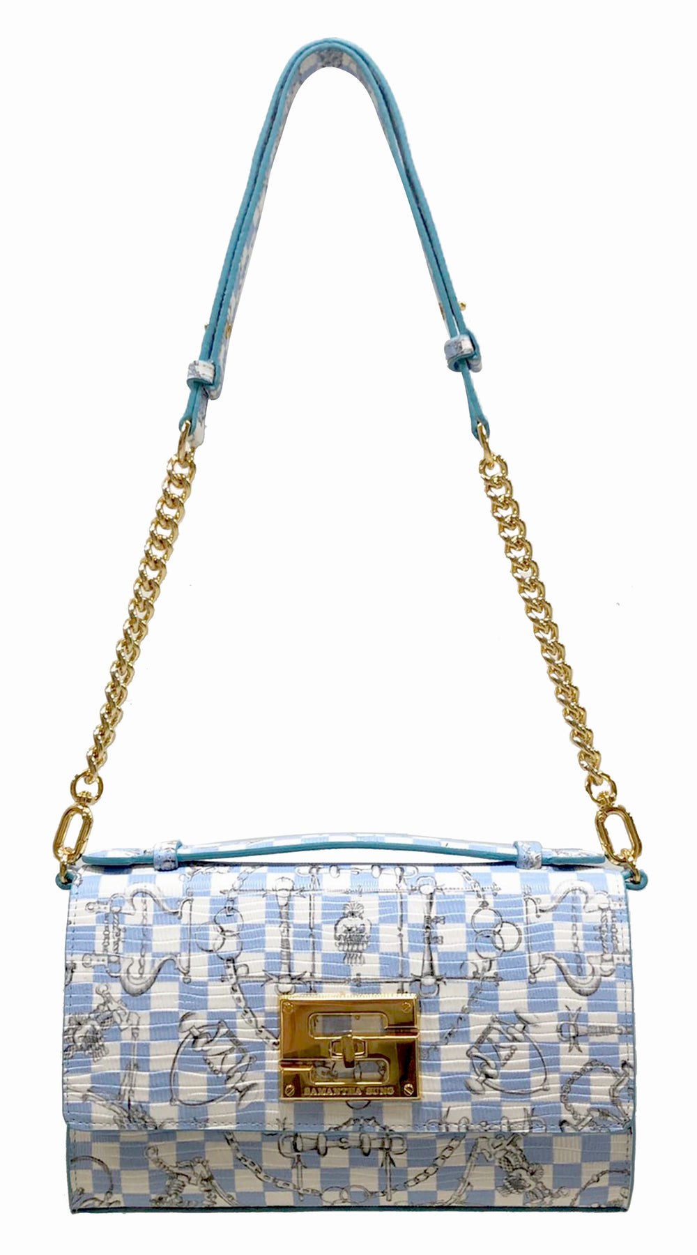 Aria Shoulder Cross Bag_LV Checkers_White Sky Blue