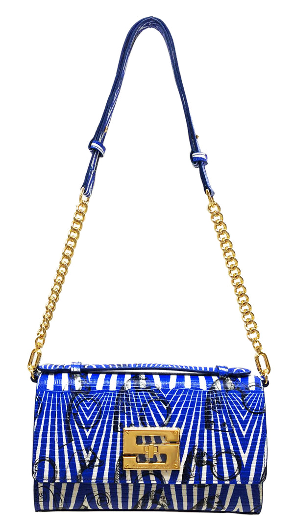 Aria Shoulder Cross Bag_Saddle Chain M_Cobalt Blue