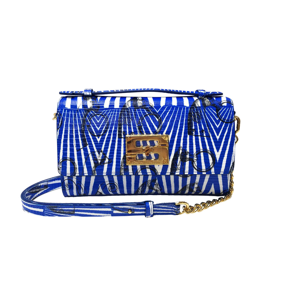 Aria Shoulder Cross Bag_Saddle Chain M_Cobalt Blue