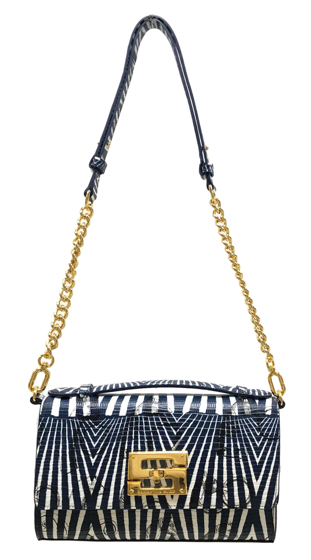 Aria Shoulder Cross Bag_Saddle Chain M_Indigo