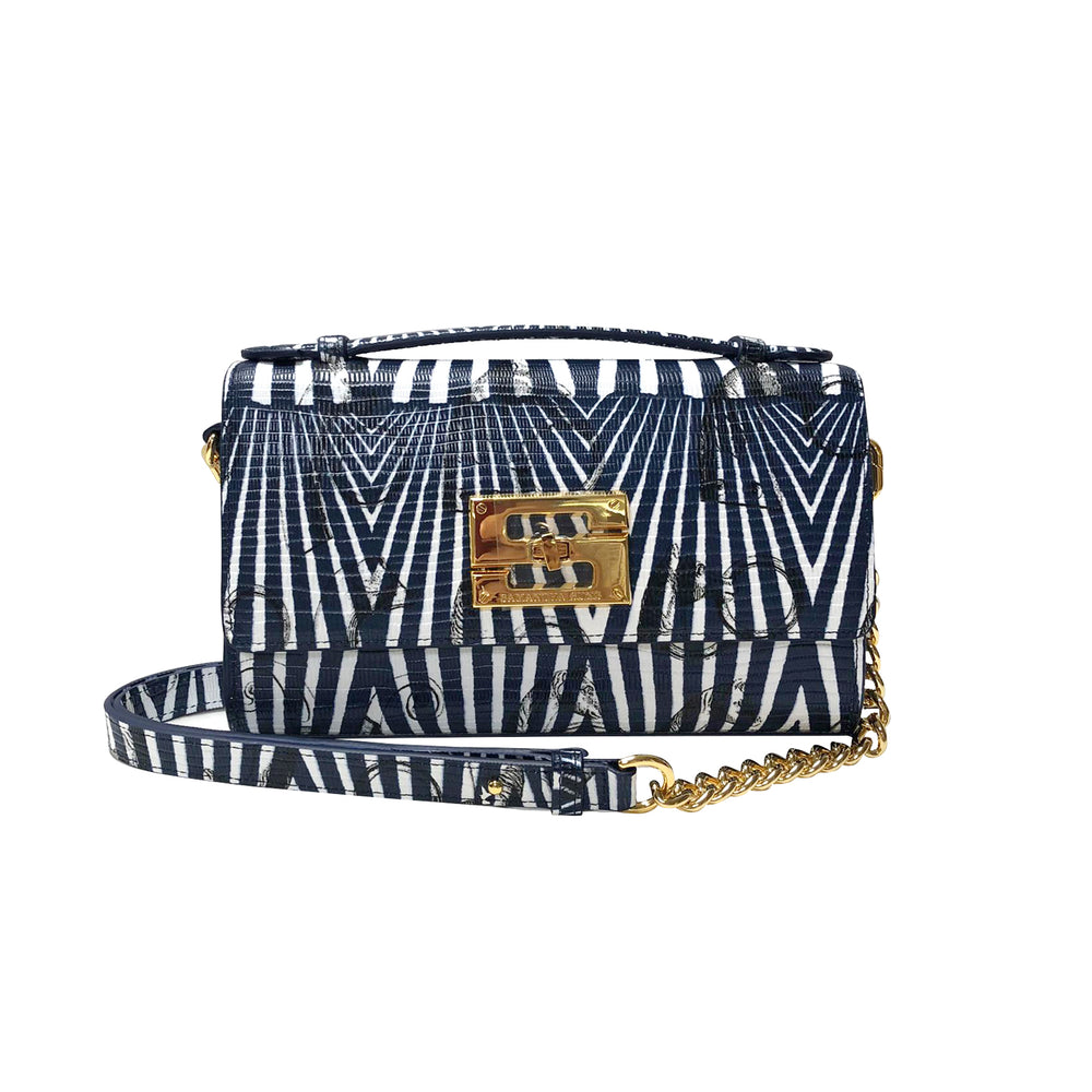Aria Shoulder Cross Bag_Saddle Chain M_Indigo