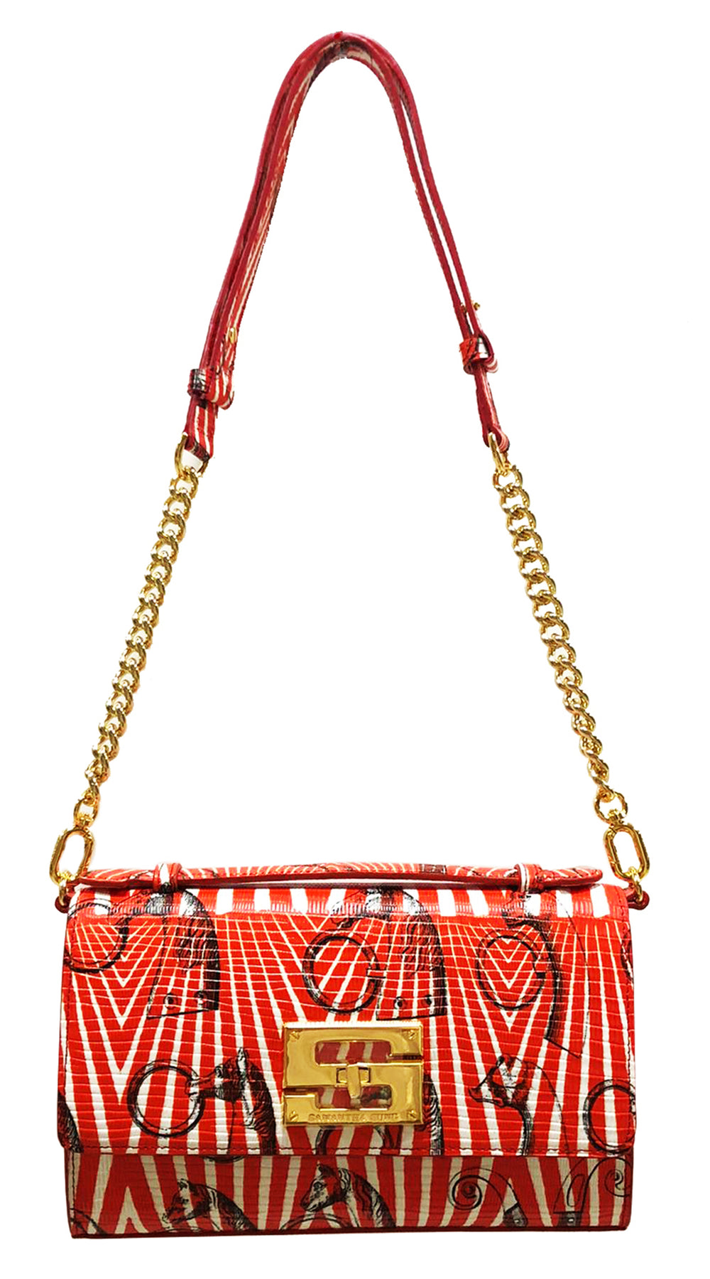 Aria Shoulder Cross Bag_Saddle Chain M_Orange