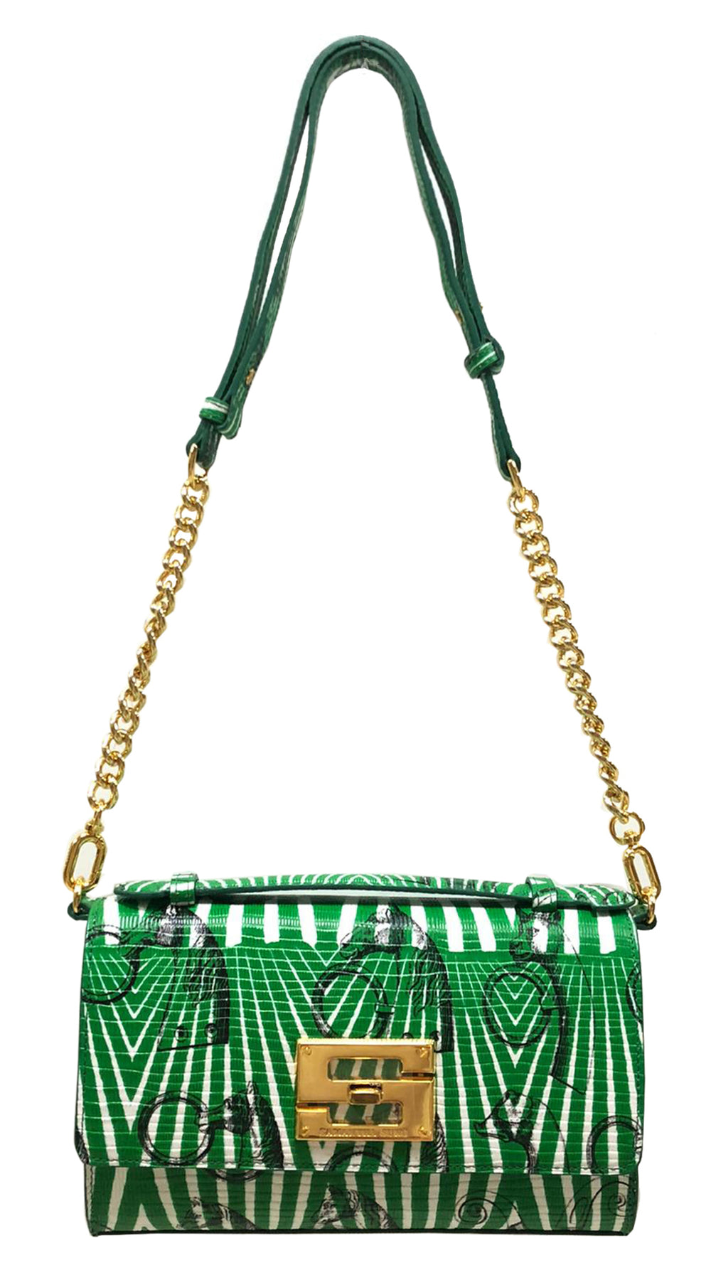 Aria Shoulder Cross Bag_Saddle Chain M_Pine Green