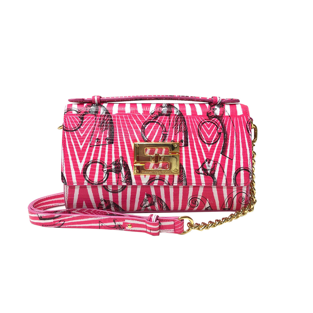 Aria Shoulder Cross Bag_Saddle Chain M_Pink