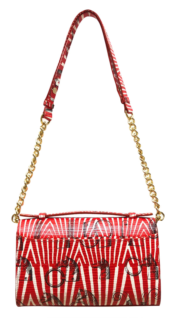 Aria Shoulder Cross Bag_Saddle Chain M_Red