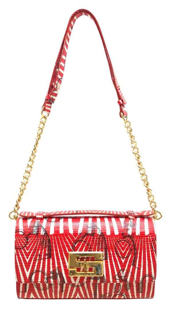 Aria Shoulder Cross Bag_Saddle Chain M_Red