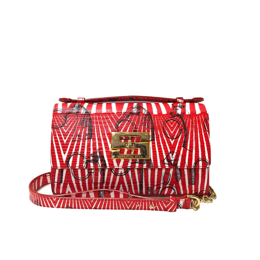 Aria Shoulder Cross Bag_Saddle Chain M_Red