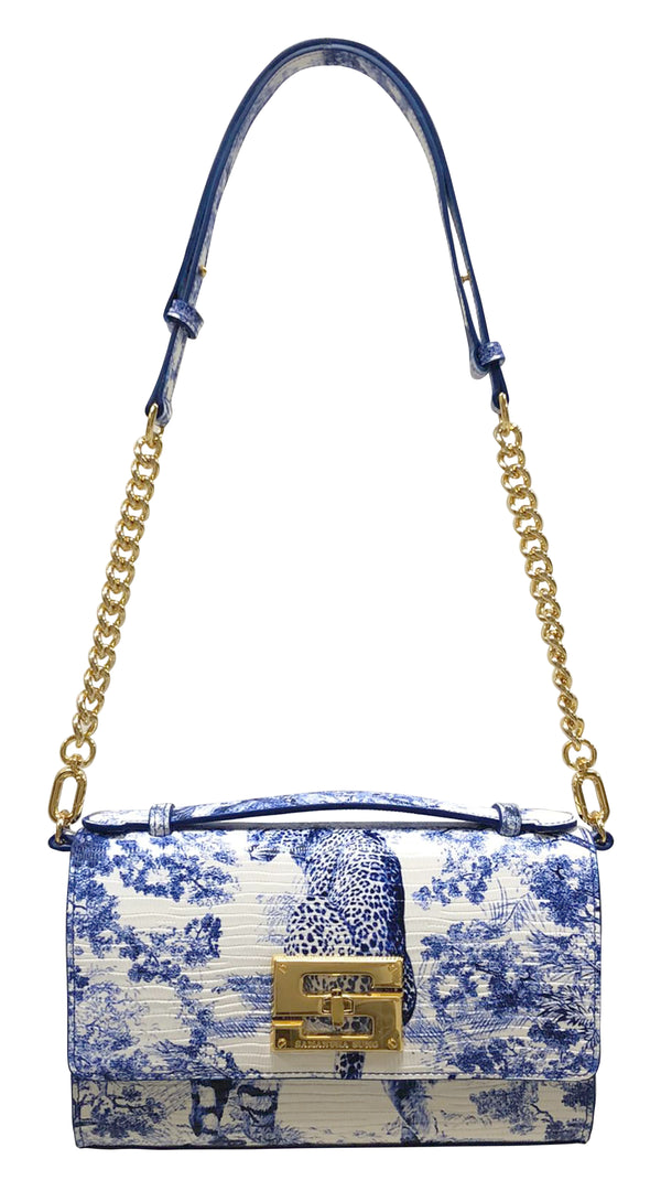 Aria Shoulder Cross Bag_Safari Toile White_White Cobalt Blue