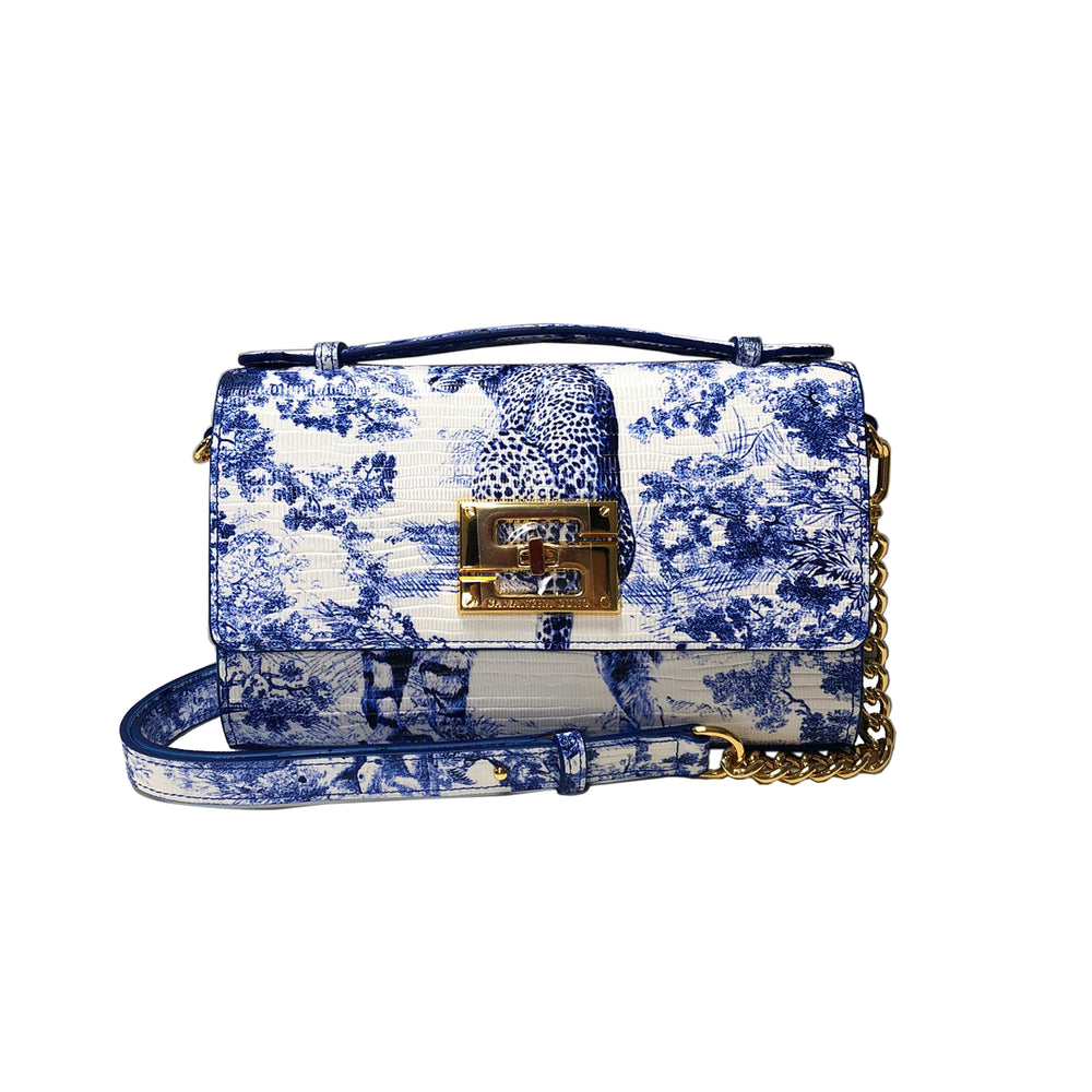 Aria Shoulder Cross Bag_Safari Toile White_White Cobalt Blue