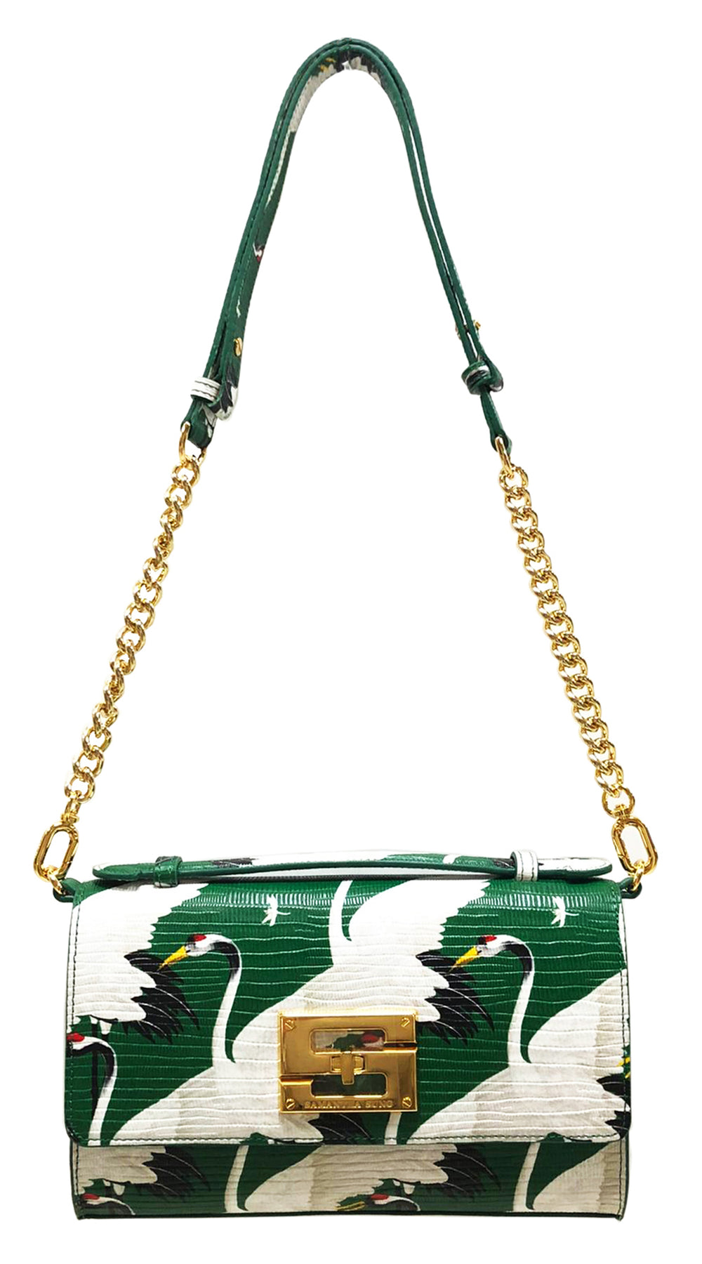 Aria Shoulder Cross Bag_White Crane Bright_Ivy Green