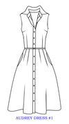 Audrey Dress #1 Shirt Collar Sleeveless Cotton Stretch (Ikat Marine)