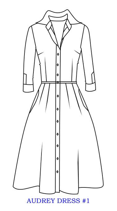 Audrey Dress #1 Shirt Collar 3/4 Sleeve Midi Length Cotton Stretch_Solid_Plum
