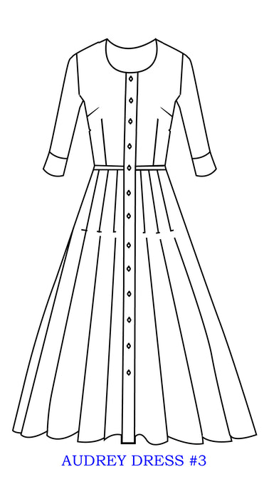 Audrey Dress #3 Crew Neck 3/4 Sleeve Cotton Stretch (Chinese Panel)