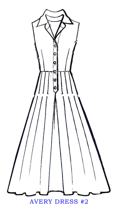 Avery Dress #2 Shirt Collar Sleeveless Midi Length Cotton Stretch_Solid_White