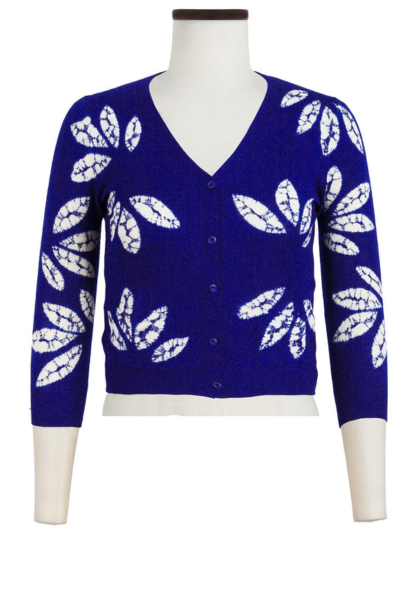 Charlotte Cardigan V Neck 3/4 Sleeve_70% Silk 30% Cashmere (Bamboo Shibori)