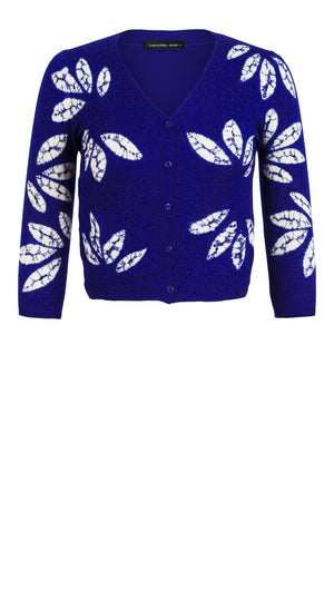 Charlotte Cardigan V Neck 3/4 Sleeve_70% Silk 30% Cashmere (Bamboo Shibori)
