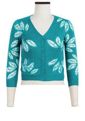 Charlotte Cardigan V Neck 3/4 Sleeve_70% Silk 30% Cashmere (Bamboo Shibori)