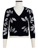 Charlotte Cardigan V Neck 3/4 Sleeve_70% Silk 30% Cashmere (Bamboo Shibori)