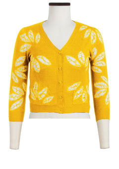 Charlotte Cardigan V Neck 3/4 Sleeve_70% Silk 30% Cashmere (Bamboo Shibori)