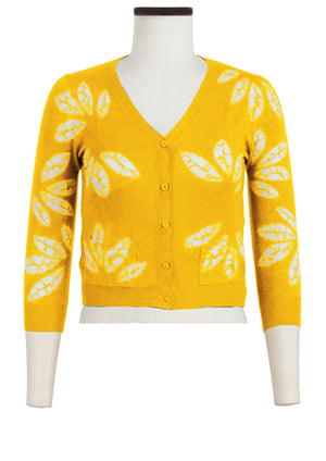 Charlotte Cardigan V Neck 3/4 Sleeve_70% Silk 30% Cashmere (Bamboo Shibori)