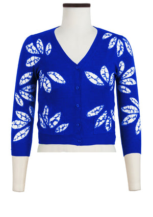 Charlotte Cardigan V Neck 3/4 Sleeve_70% Silk 30% Cashmere (Bamboo Shibori)