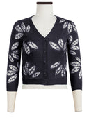 Charlotte Cardigan V Neck 3/4 Sleeve_70% Silk 30% Cashmere (Bamboo Shibori)