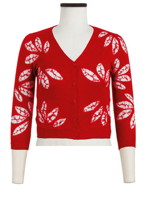 Charlotte Cardigan V Neck 3/4 Sleeve_70% Silk 30% Cashmere (Bamboo Shibori)