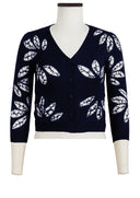 Charlotte Cardigan V Neck 3/4 Sleeve_70% Silk 30% Cashmere (Bamboo Shibori)
