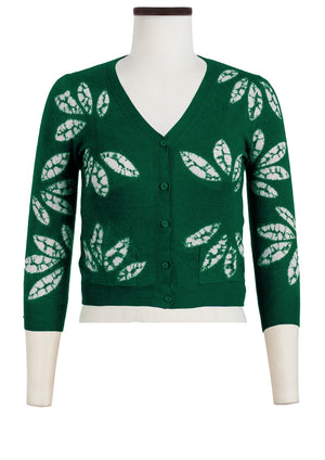 Charlotte Cardigan V Neck 3/4 Sleeve_70% Silk 30% Cashmere (Bamboo Shibori)