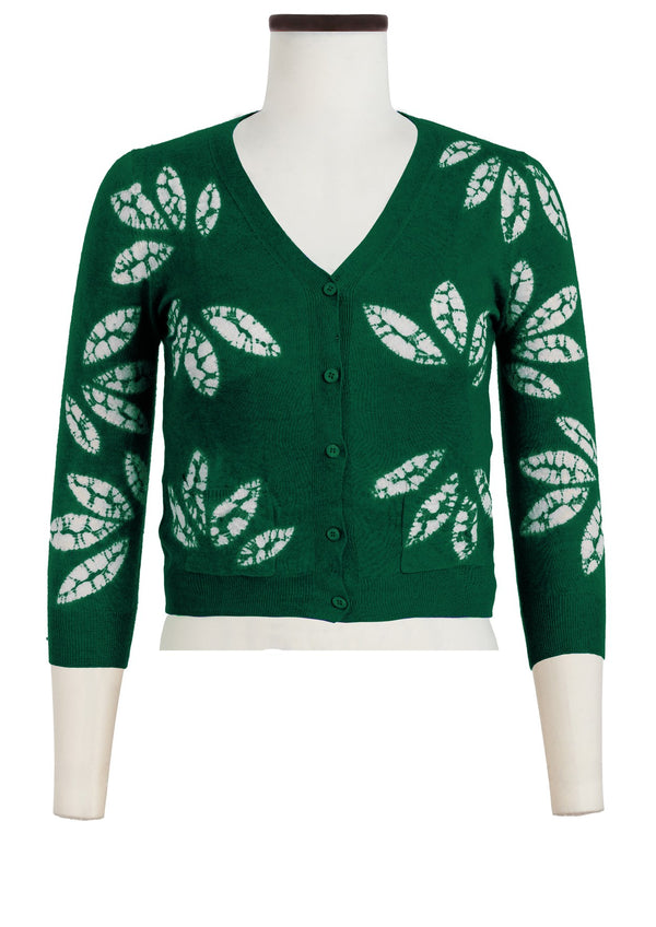 Charlotte Cardigan V Neck 3/4 Sleeve_70% Silk 30% Cashmere (Bamboo Shibori)