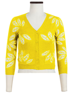 Charlotte Cardigan V Neck 3/4 Sleeve_70% Silk 30% Cashmere (Bamboo Shibori)