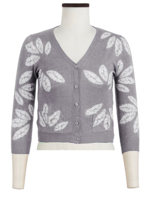 Charlotte Cardigan V Neck 3/4 Sleeve_70% Silk 30% Cashmere (Bamboo Shibori)