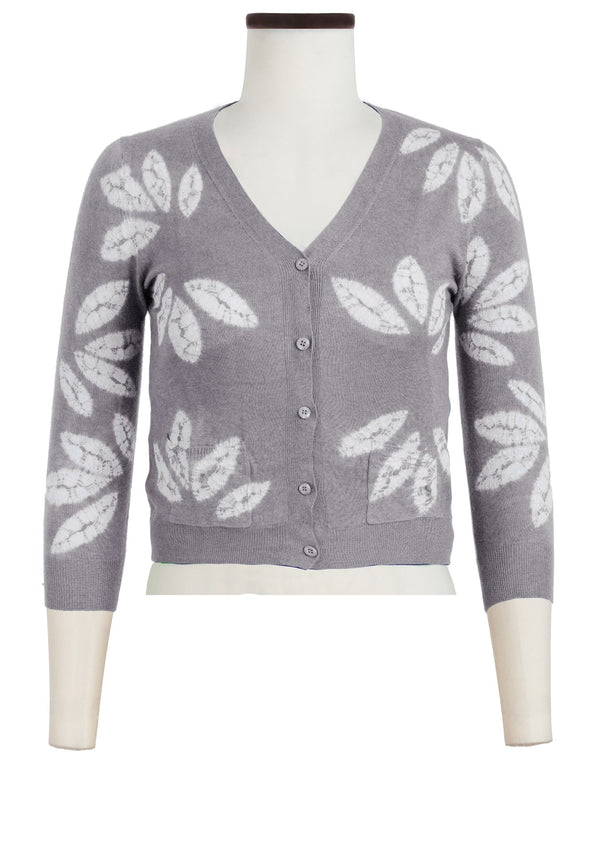 Charlotte Cardigan V Neck 3/4 Sleeve_70% Silk 30% Cashmere (Bamboo Shibori)