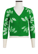 Charlotte Cardigan V Neck 3/4 Sleeve_70% Silk 30% Cashmere (Bamboo Shibori)
