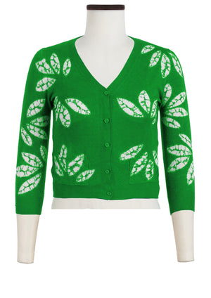 Charlotte Cardigan V Neck 3/4 Sleeve_70% Silk 30% Cashmere (Bamboo Shibori)