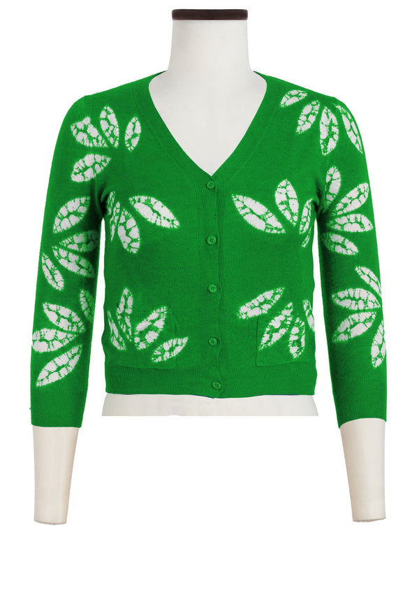 Charlotte Cardigan V Neck 3/4 Sleeve_70% Silk 30% Cashmere (Bamboo Shibori)