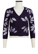 Charlotte Cardigan V Neck 3/4 Sleeve_70% Silk 30% Cashmere (Bamboo Shibori)