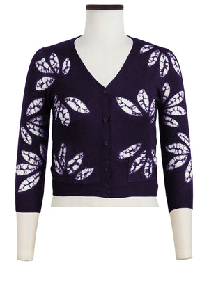 Charlotte Cardigan V Neck 3/4 Sleeve_70% Silk 30% Cashmere (Bamboo Shibori)