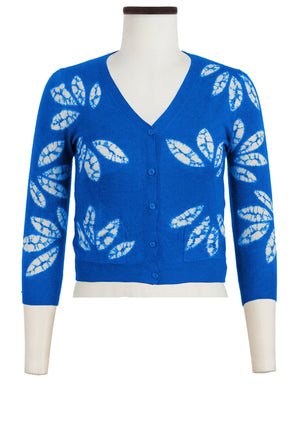 Charlotte Cardigan V Neck 3/4 Sleeve_70% Silk 30% Cashmere (Bamboo Shibori)