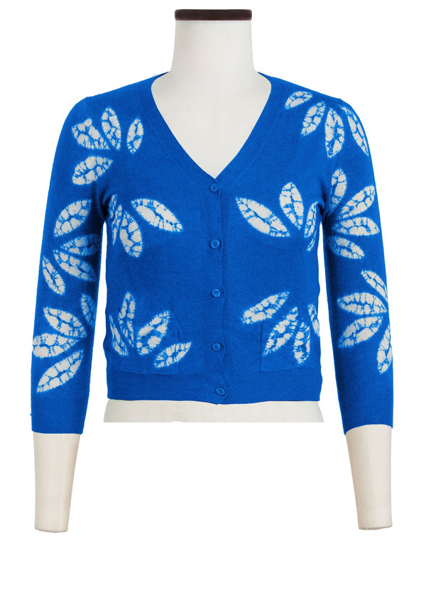 Charlotte Cardigan V Neck 3/4 Sleeve_70% Silk 30% Cashmere (Bamboo Shibori)