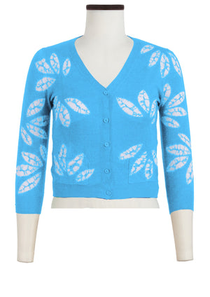Charlotte Cardigan V Neck 3/4 Sleeve_70% Silk 30% Cashmere (Bamboo Shibori)