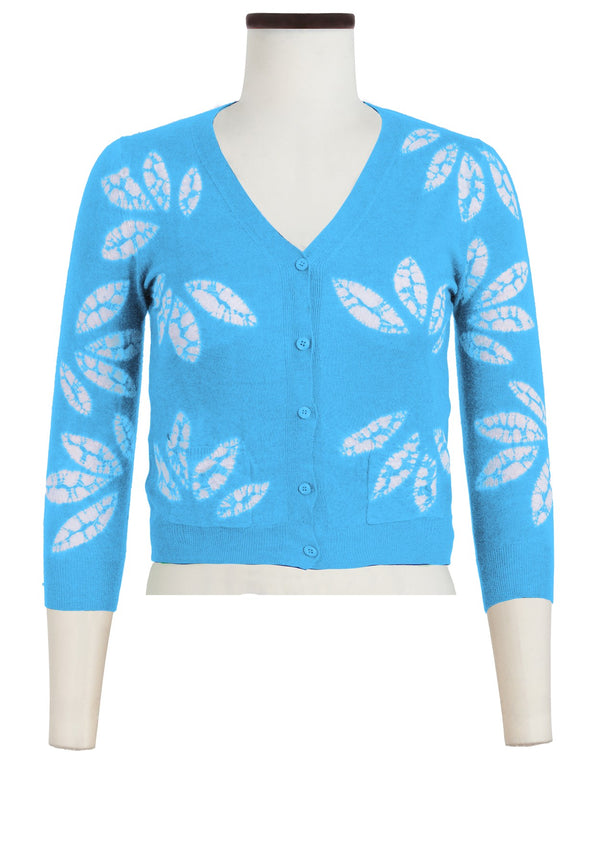 Charlotte Cardigan V Neck 3/4 Sleeve_70% Silk 30% Cashmere (Bamboo Shibori)