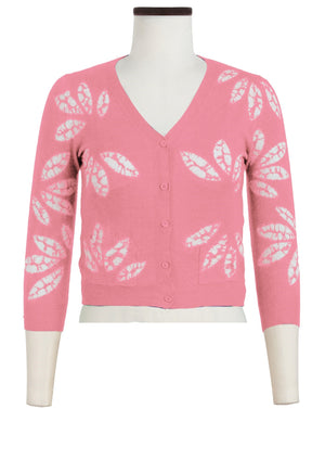 Charlotte Cardigan V Neck 3/4 Sleeve_70% Silk 30% Cashmere (Bamboo Shibori)