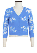 Charlotte Cardigan V Neck 3/4 Sleeve_70% Silk 30% Cashmere (Bamboo Shibori)