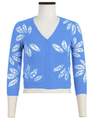 Charlotte Cardigan V Neck 3/4 Sleeve_70% Silk 30% Cashmere (Bamboo Shibori)
