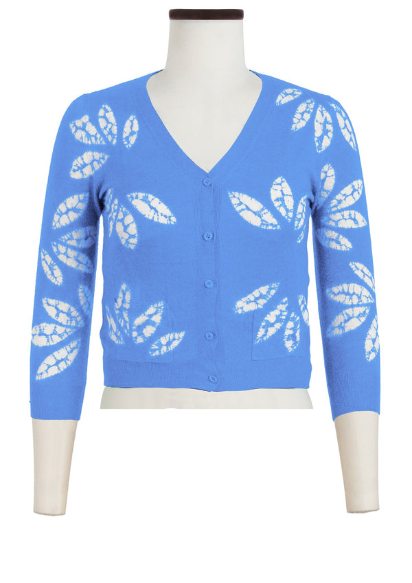 Charlotte Cardigan V Neck 3/4 Sleeve_70% Silk 30% Cashmere (Bamboo Shibori)